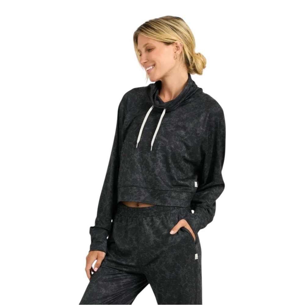 Vuori Halo Crop Funnel‎ Neck Top Women’s XS Charcoal Tortoise